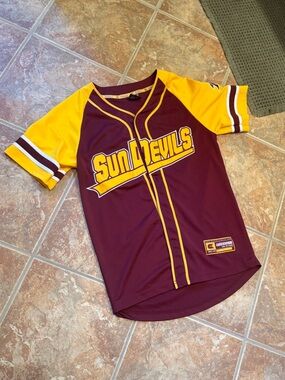 Like New Sun Devils Maroon & Gold Baseball Jersey Size Small
